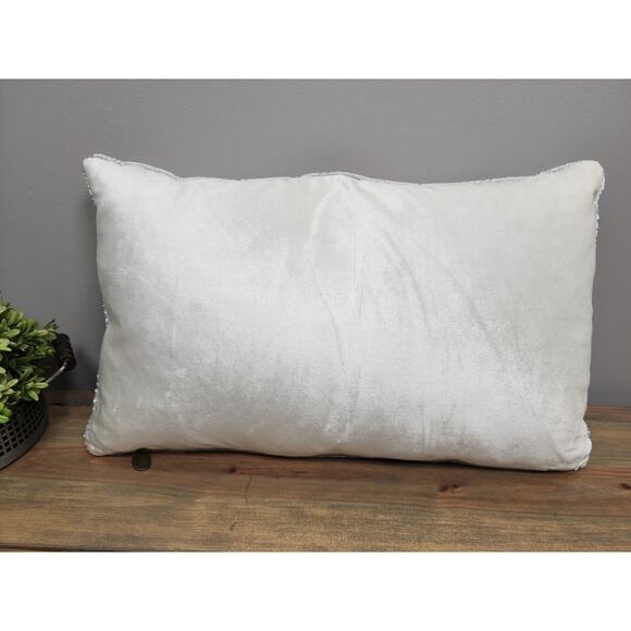 Pier 1 White Joy Velvet Pillow Christmas 17"x10" - Picture 5 of 9